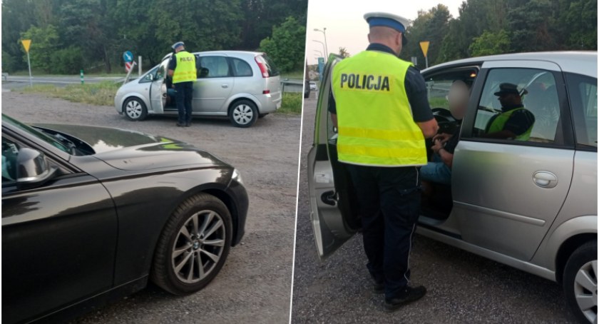 Zdjęcia policjantów patrolujących drogę krajową 91 i budowaną S5 