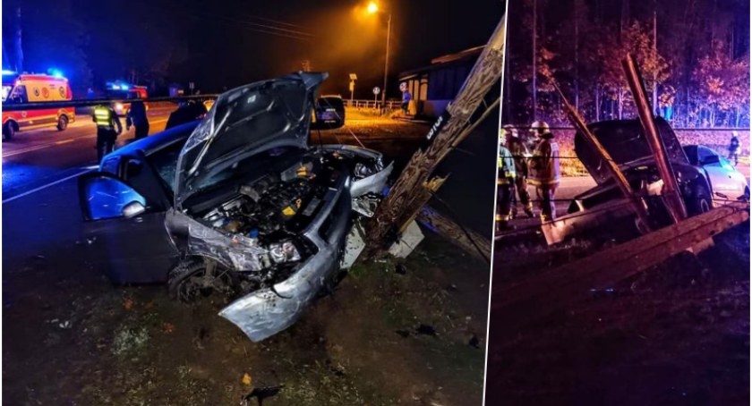 Zdjęcia z kolizji na skrzyżowaniu Brzeziny-Wałkowiska, Fot. OSP Osie, OSP Brzeziny