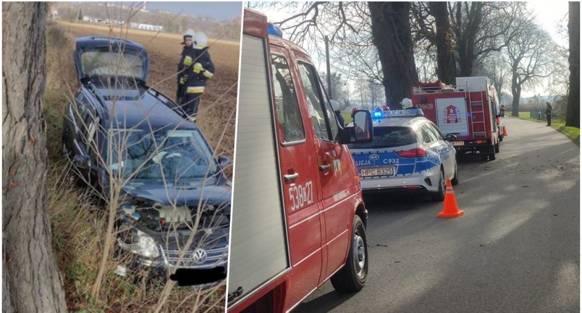 Vw golf dachował na poboczu/zdjęcie: OSP Mały Komorsk