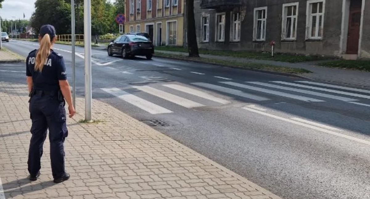 Akcja policji, Policjanci kontrolowali rejony przejść Wykroczenia popełniali kierowcy piesi - zdjęcie, fotografia