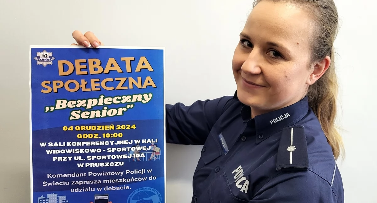 Akcja policji, Debata społeczna Pruszczu Policjanci zapraszają seniorów - zdjęcie, fotografia