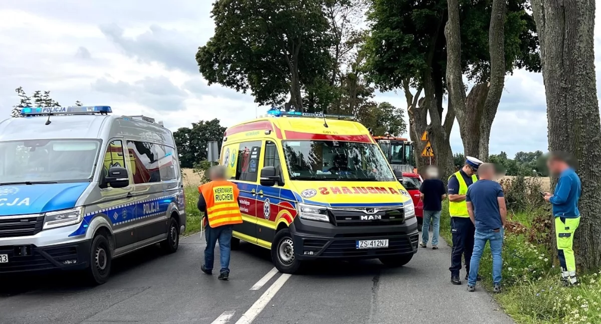 Wypadek drogowy, Wypadek Belnie zdarzenia doszło remontowanym odcinku drogi - zdjęcie, fotografia