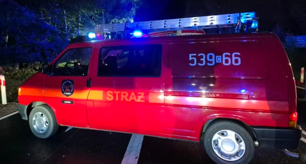 Wypadek drogowy, Zderzenie ciężarówką Sześć osób poszkodowanych - zdjęcie, fotografia