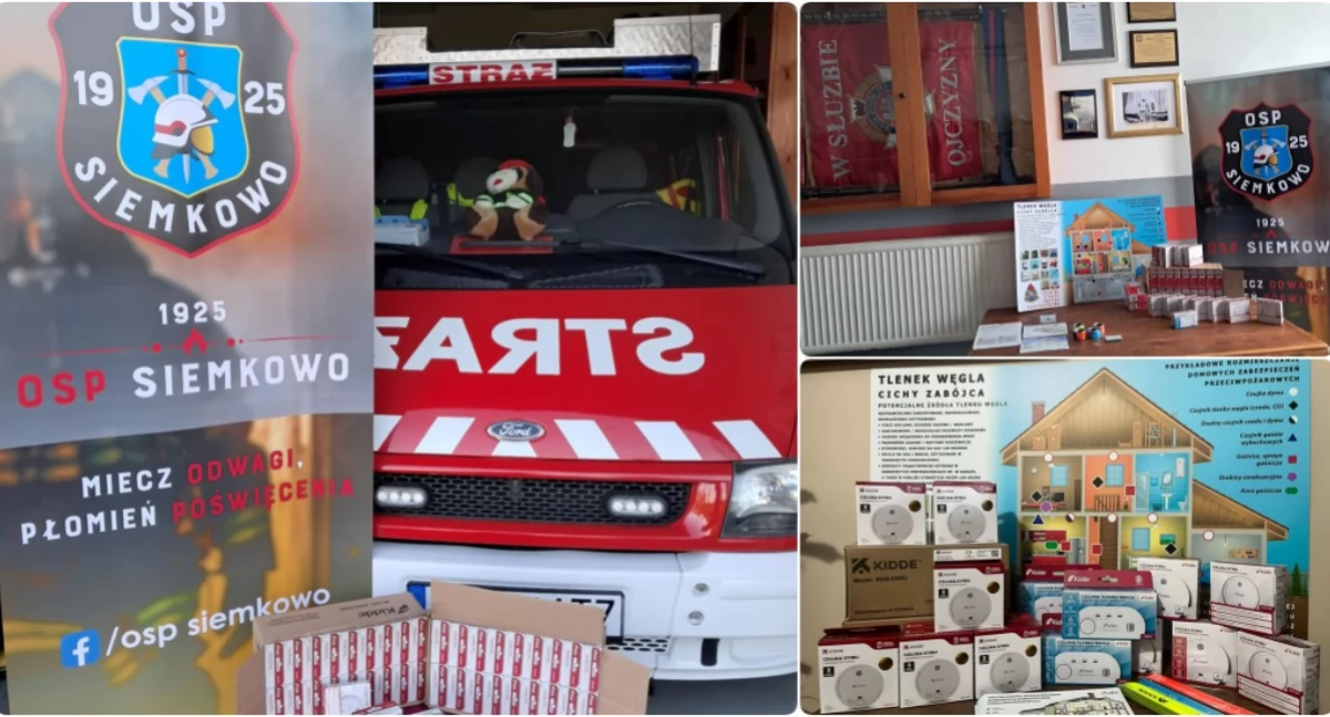 Akcja straży, Siemkowo ewenement skalę kraju Każdy posiada czujkę - zdjęcie, fotografia