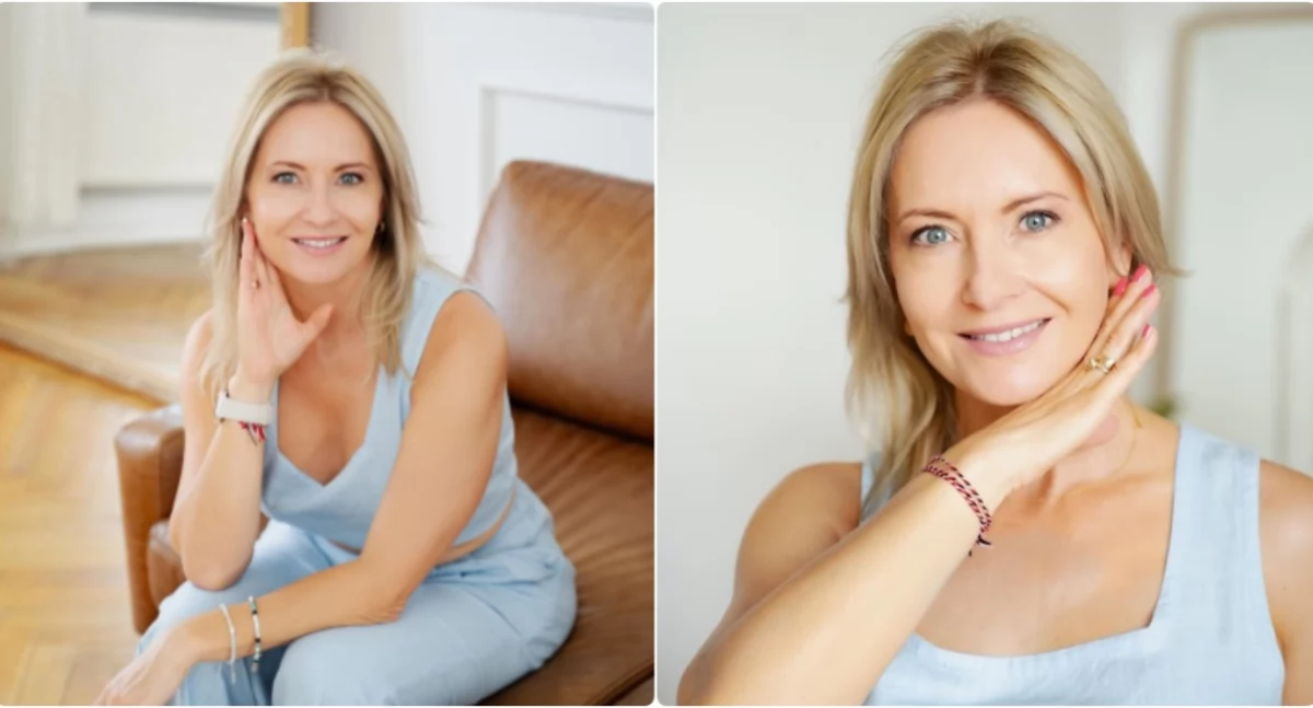 Na fotografii Justyna Kosień - instruktorka jogi twarzy, właścicielka salonu kosmetycznego 